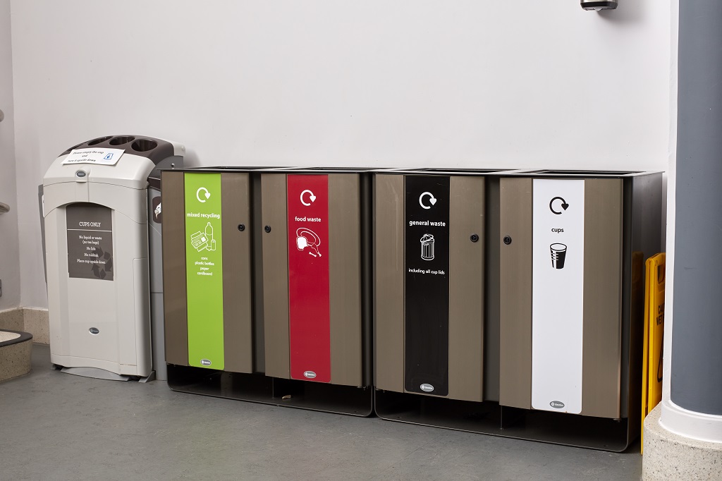 recycling bins in office