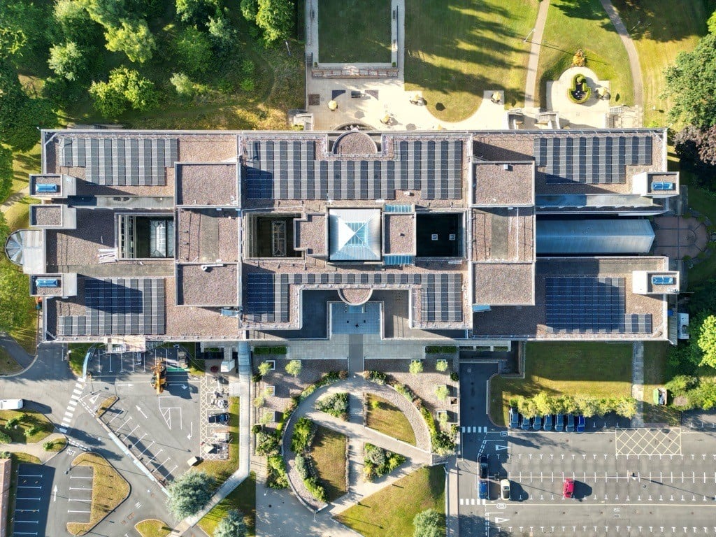 Solar panels on the roof of NFU Mutual's head office